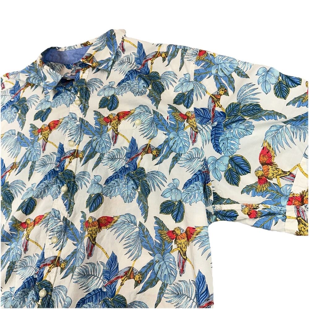Vintage tommy bahama button down Parrot Palm Leaf Print Hawaiian Shirt XXL